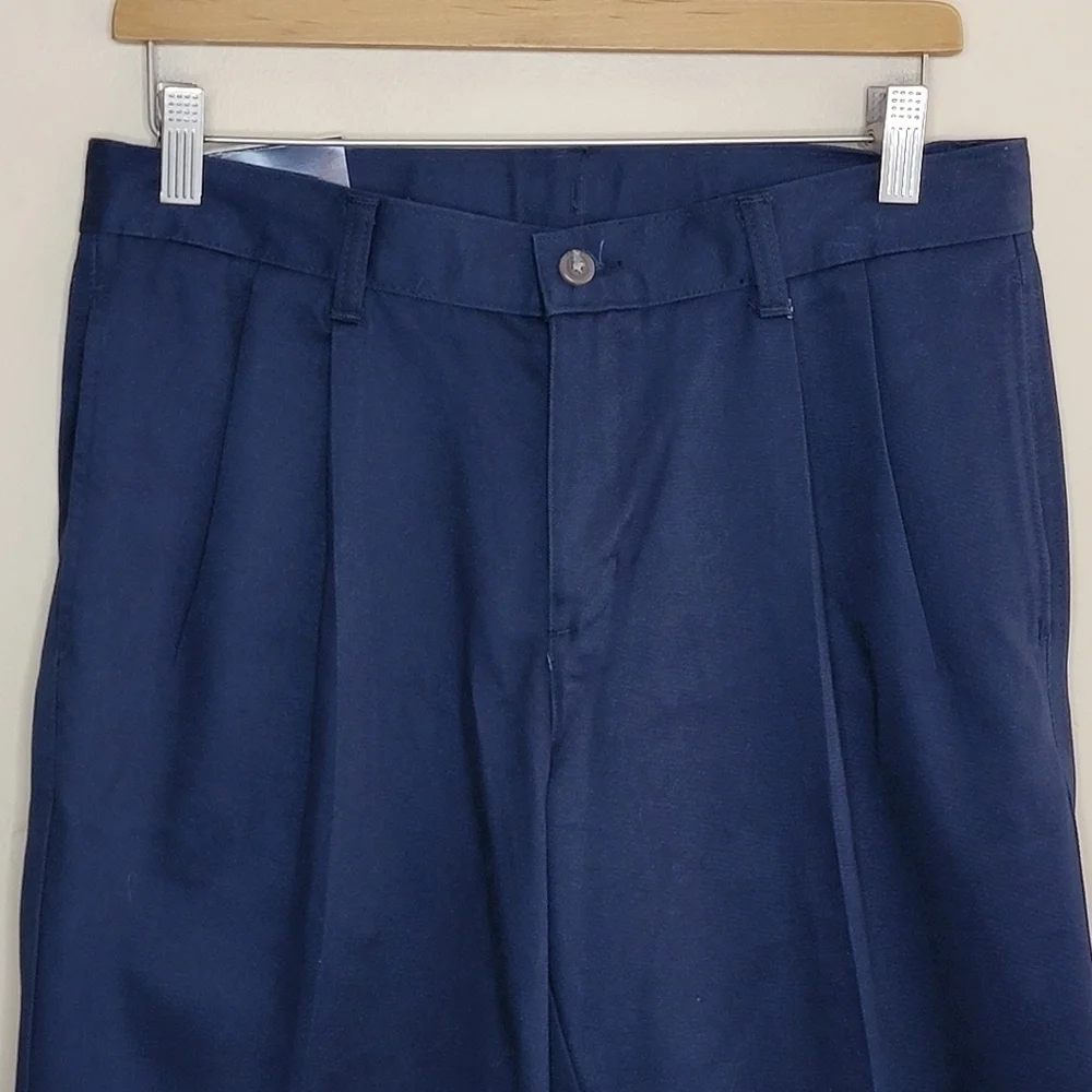 NWT Chaps Pleated Adjustable Waist Navy Blue Khakis Uniform Pants Boys Size 20